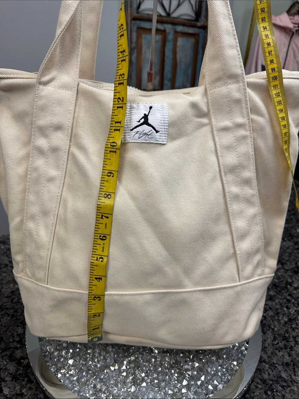 Jordan Cream Canvas Tote Bag with Jordan Logo